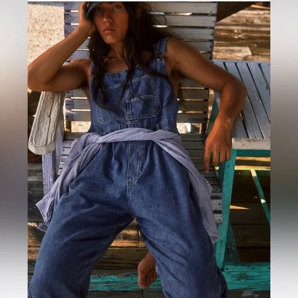 Free People Blue Denim Jumpsuit - Picture 2 of 7
